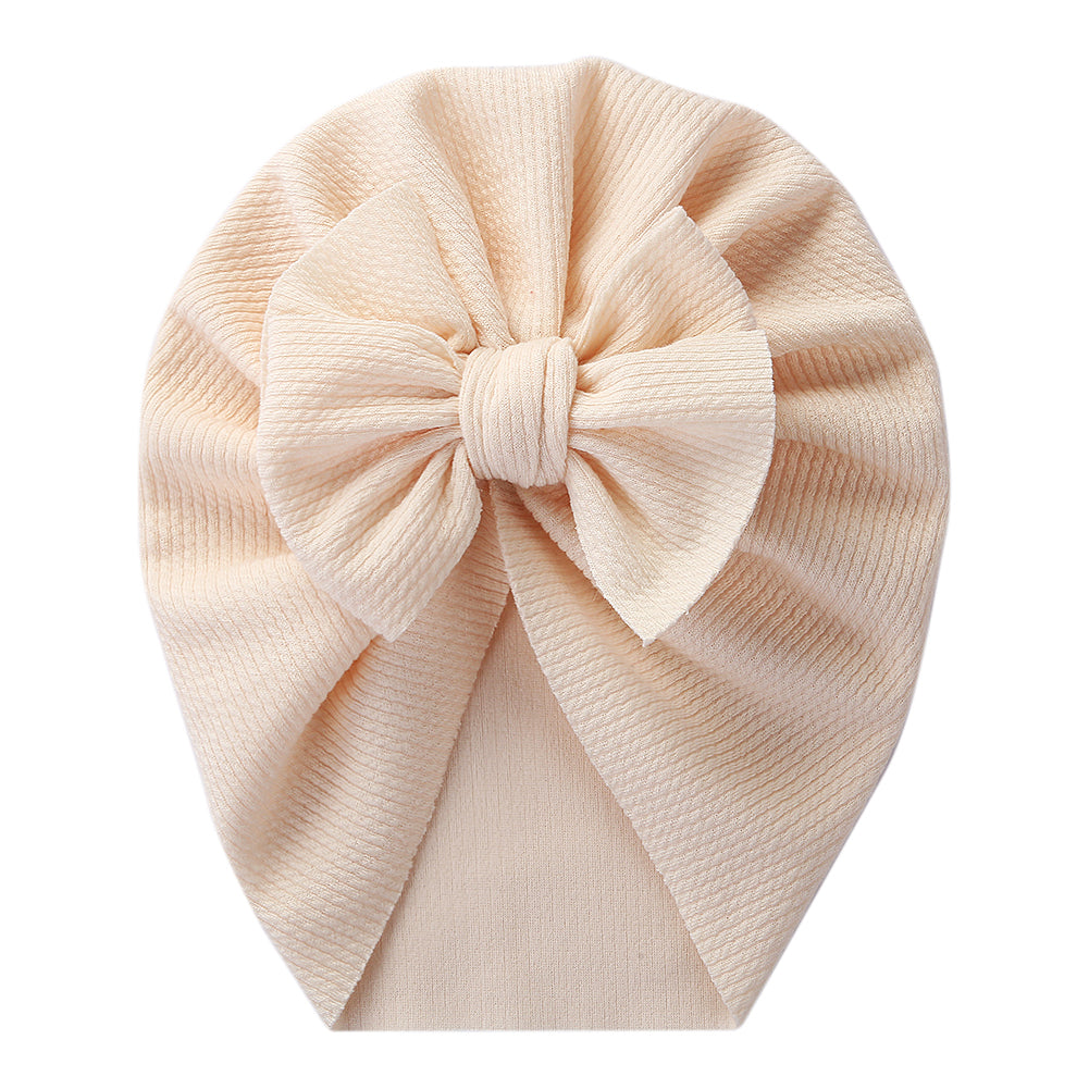 babequeen Solid Textured Ribbed Turban Hat Bow Topknot Cap