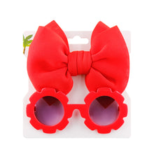 2Pcs/Set Solid Color Baby Sun Glasses Puff Bow Headband Set DP076