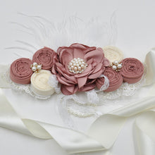 2Pcs/Set Vintage Stain Flower Sashes Lace Rhinestone Headband